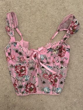 Victoria's Secret Pink Floral Lace-Trim Cami